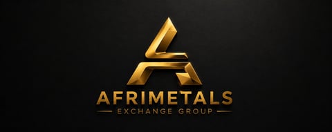 Afrimetals Exchange Group logo featuring golden geometric mountain shape on dark background